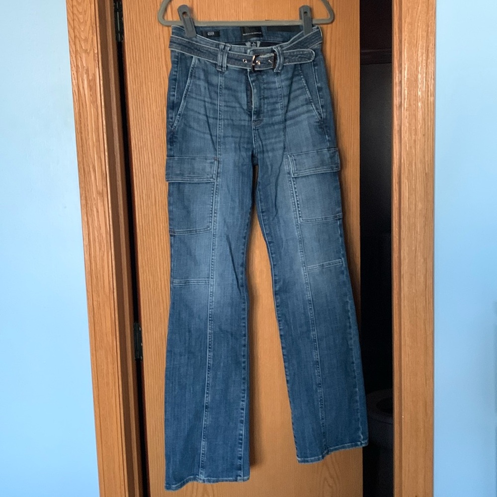 NWT White House Black Market high rise boot cargo jeans